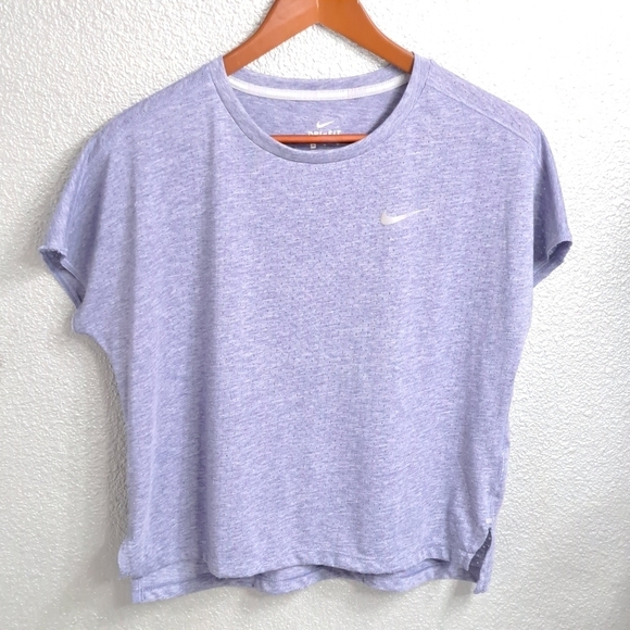 Nike Dri-Fit Heathered Baby Blue Women's Running Top - Picture 1 of 7